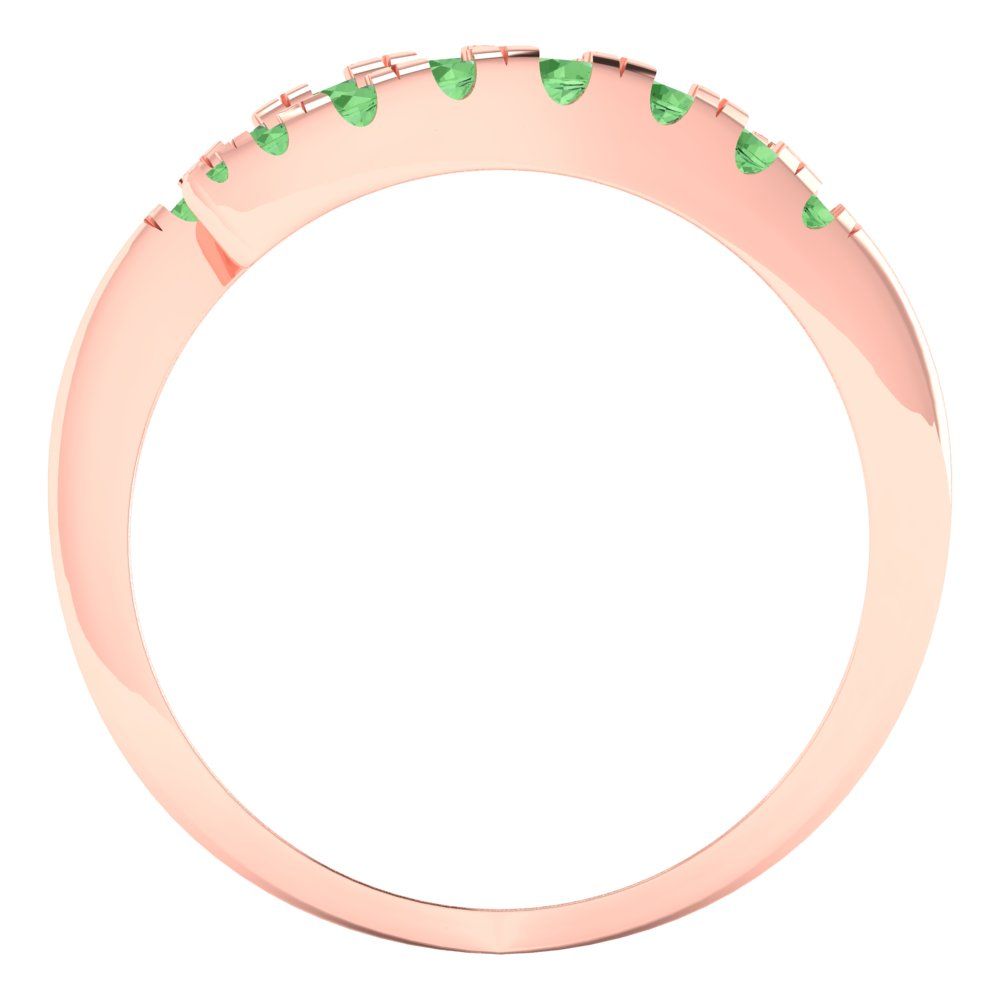 0.235 cttw Simulated Green Diamond Round Cut Rose Gold Eternity Wedding Band