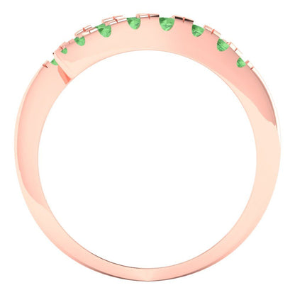 0.235 cttw Simulated Green Diamond Round Cut Rose Gold Eternity Wedding Band