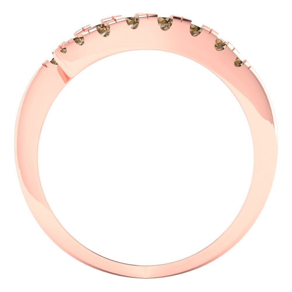 0.235 cttw Simulated Champagne Diamond Round Cut Rose Gold Eternity Wedding Band