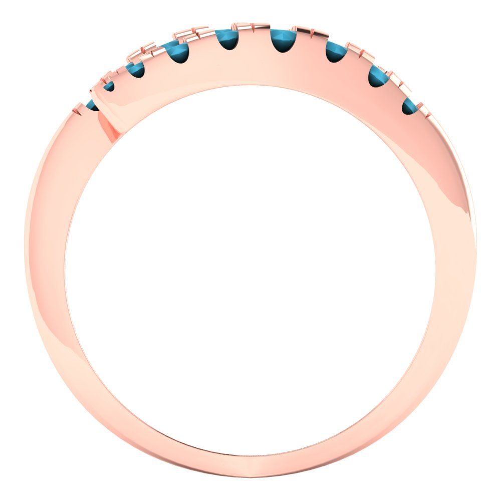 0.235 cttw Simulated Turquoise Round Cut Rose Gold Eternity Wedding Band