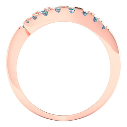 0.235 cttw Blue Moissanite Round Cut Rose Gold Eternity Wedding Band