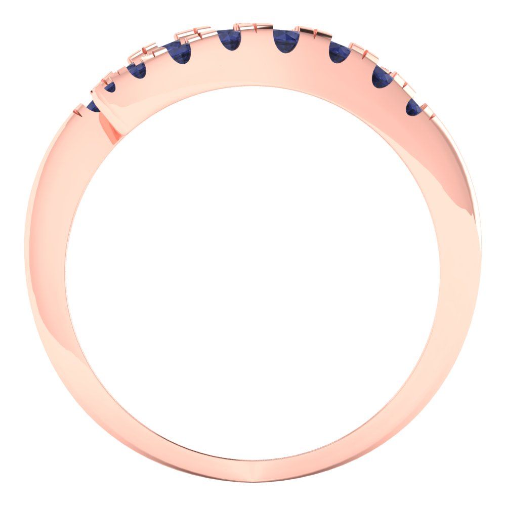 0.235 cttw Simulated Blue Sapphire Round Cut Rose Gold Eternity Wedding Band