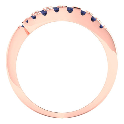 0.235 cttw Simulated Blue Sapphire Round Cut Rose Gold Eternity Wedding Band