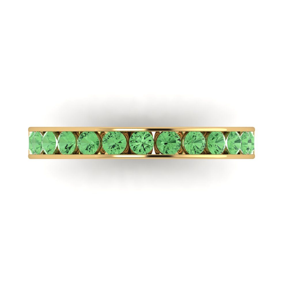 0.39 cttw Simulated Green Diamond Round Cut Yellow Gold Eternity Wedding Band
