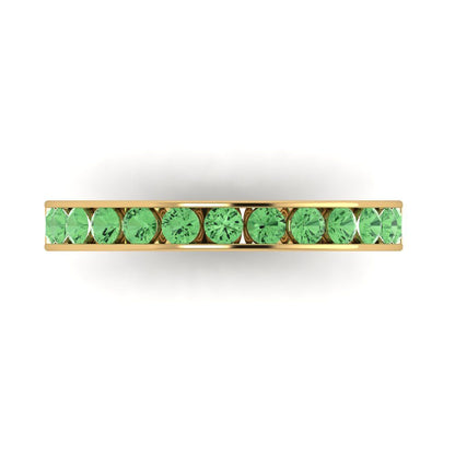 0.39 cttw Simulated Green Diamond Round Cut Yellow Gold Eternity Wedding Band