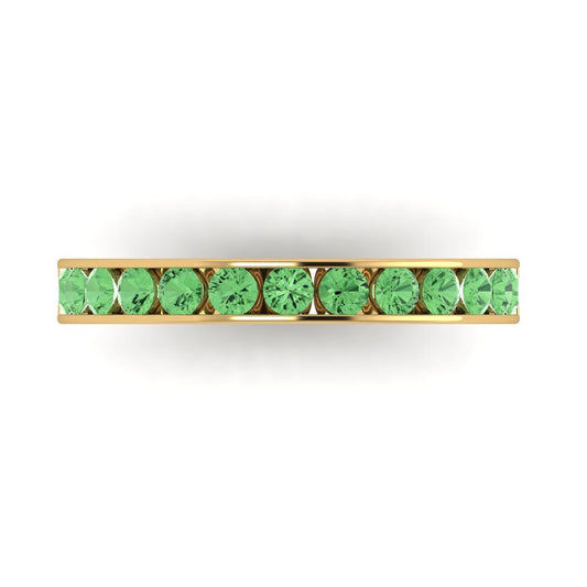 0.39 cttw Simulated Green Diamond Round Cut Yellow Gold Eternity Wedding Band