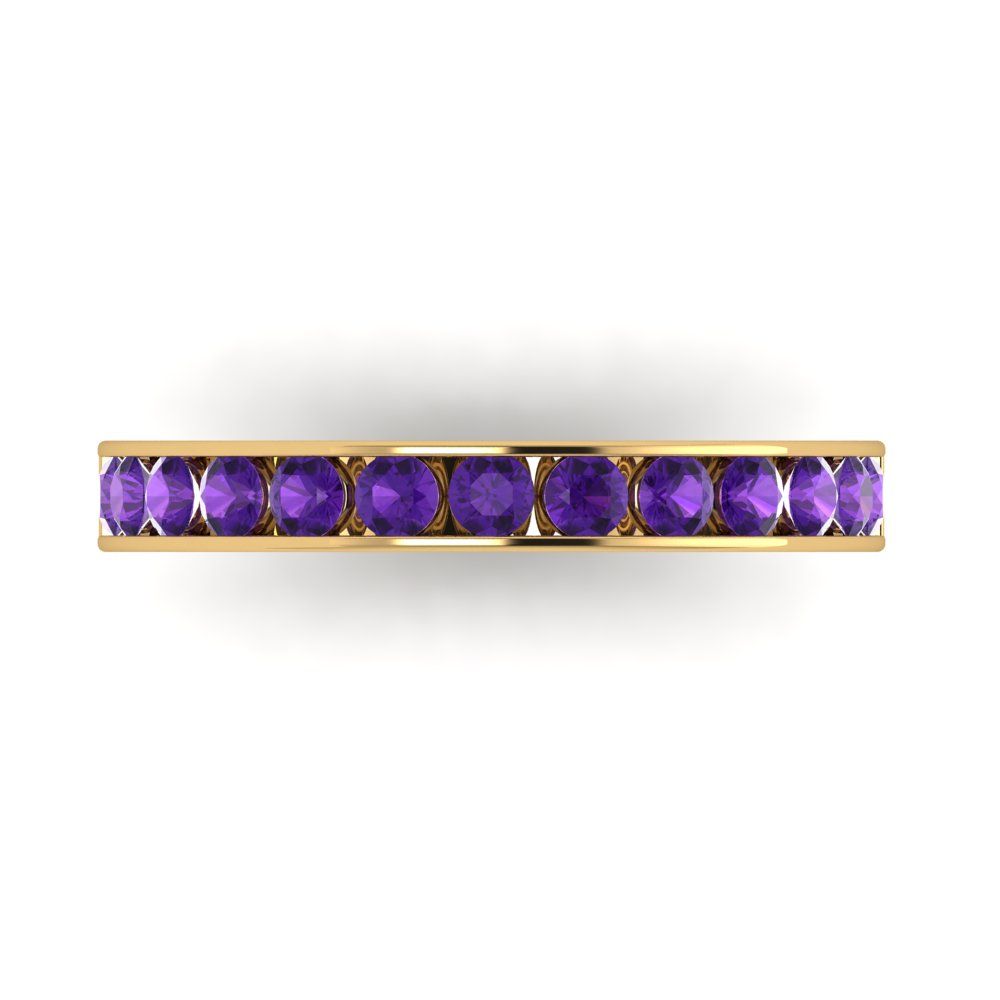 0.39 cttw Natural Amethyst Round Cut Yellow Gold Eternity Wedding Band