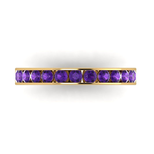 0.39 cttw Natural Amethyst Round Cut Yellow Gold Eternity Wedding Band