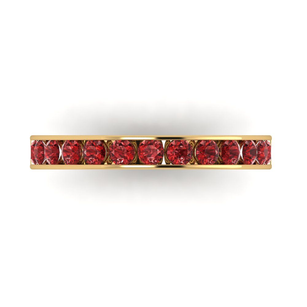 0.39 cttw Natural Garnet Round Cut Yellow Gold Eternity Wedding Band