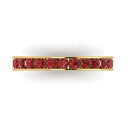 0.39 cttw Natural Garnet Round Cut Yellow Gold Eternity Wedding Band