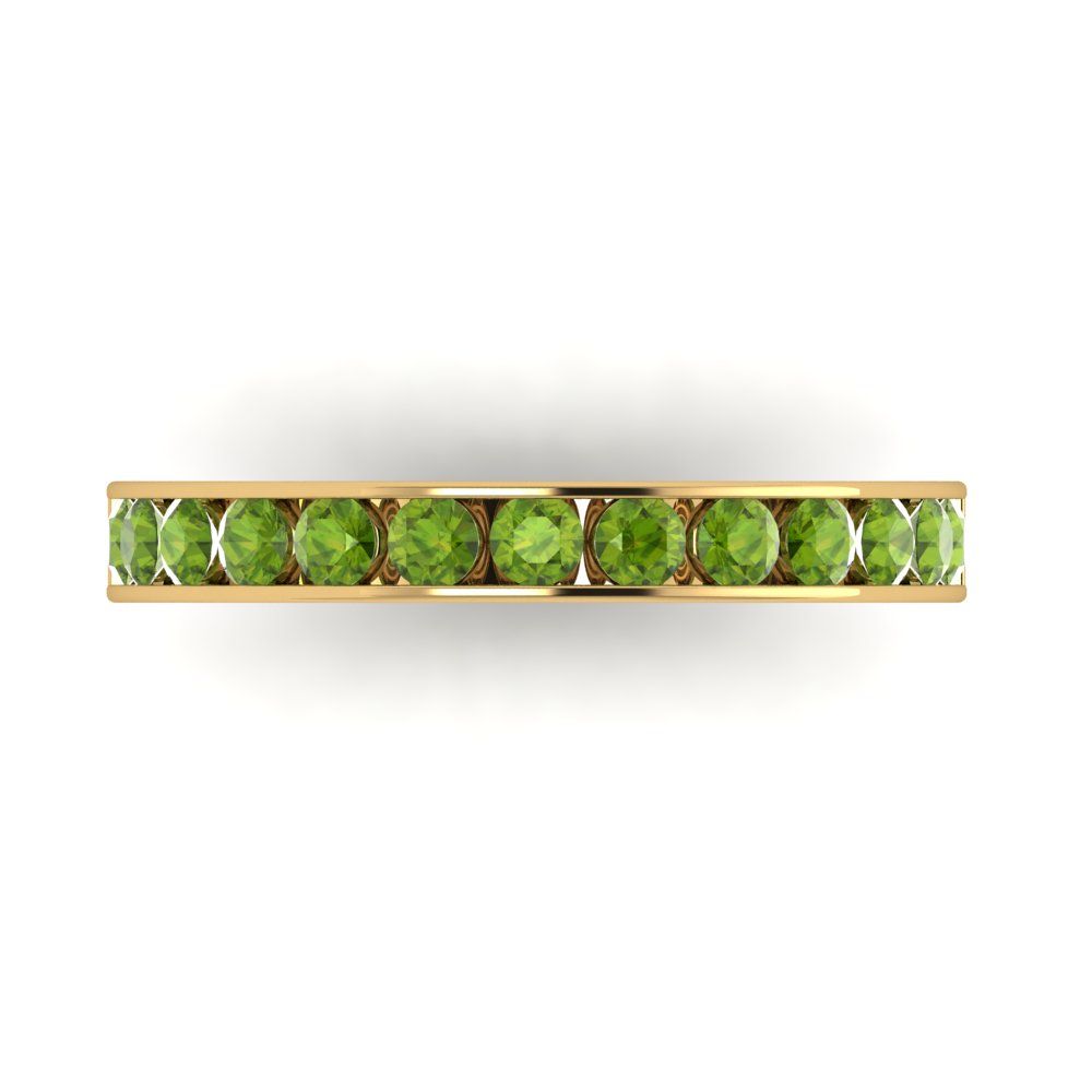 0.39 cttw Natural Peridot Round Cut Yellow Gold Eternity Wedding Band