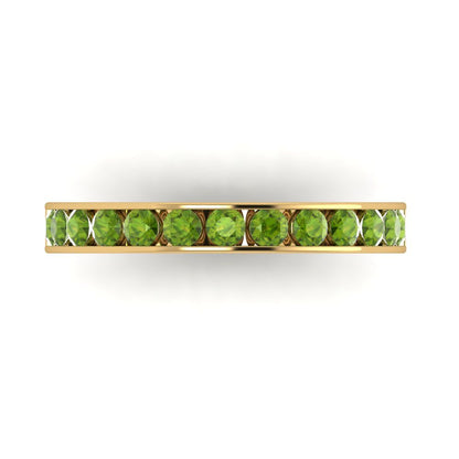 0.39 cttw Natural Peridot Round Cut Yellow Gold Eternity Wedding Band