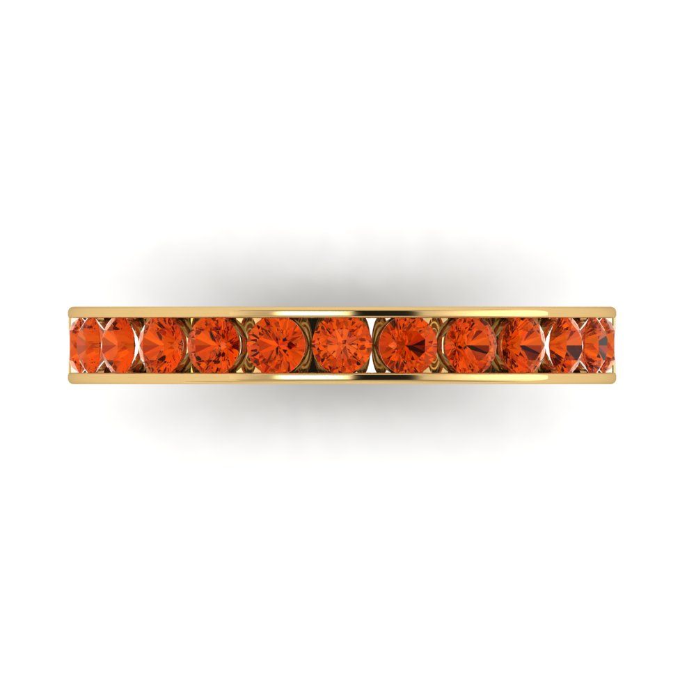 0.39 cttw Simulated Red Diamond Round Cut Yellow Gold Eternity Wedding Band