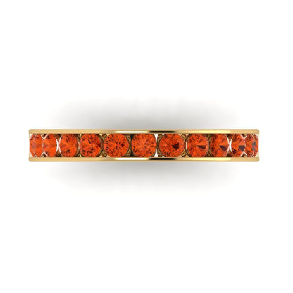 0.39 cttw Simulated Red Diamond Round Cut Yellow Gold Eternity Wedding Band