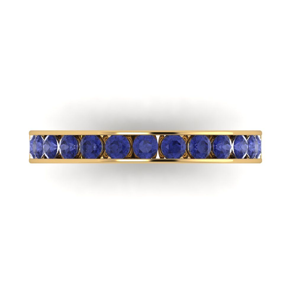 0.39 cttw Simulated Tanzanite Round Cut Yellow Gold Eternity Wedding Band