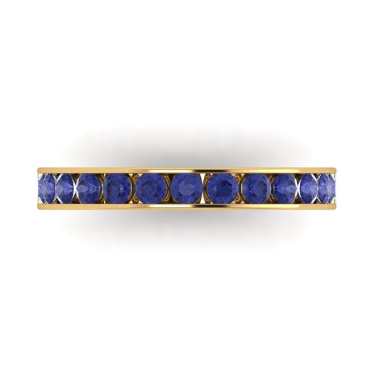 0.39 cttw Simulated Tanzanite Round Cut Yellow Gold Eternity Wedding Band