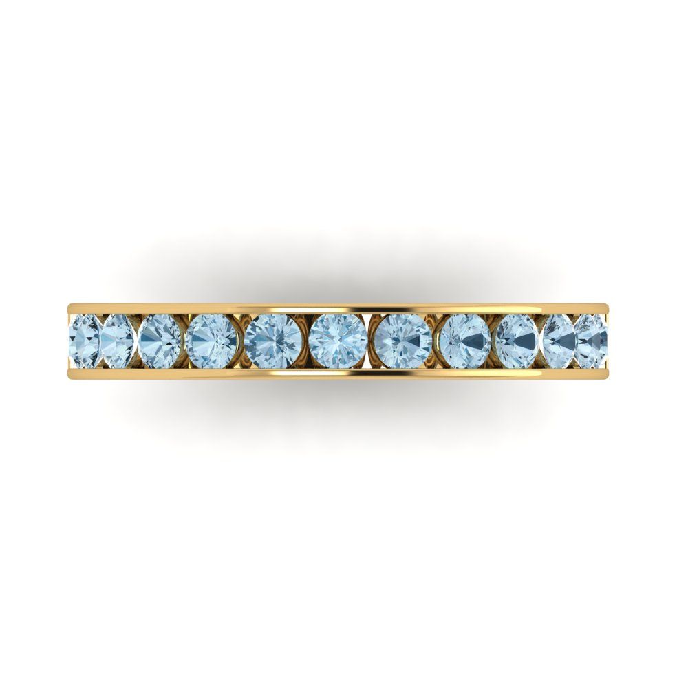 0.39 cttw Simulated Blue Diamond Round Cut Yellow Gold Eternity Wedding Band