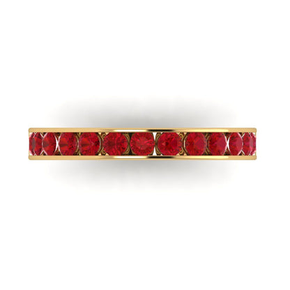 0.39 cttw Simulated Pink Tourmaline Round Cut Yellow Gold Eternity Wedding Band