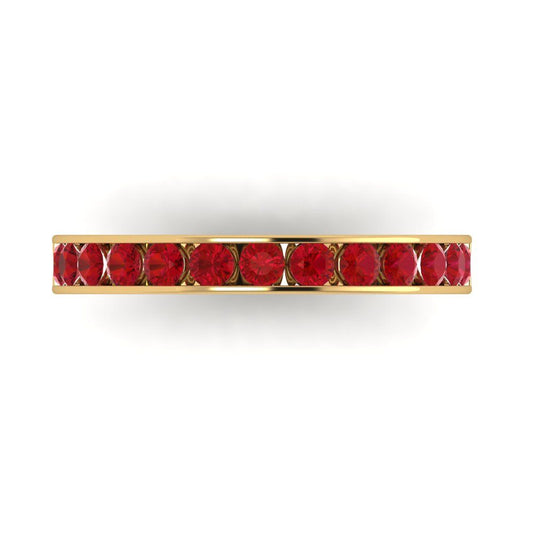 0.39 cttw Simulated Pink Tourmaline Round Cut Yellow Gold Eternity Wedding Band