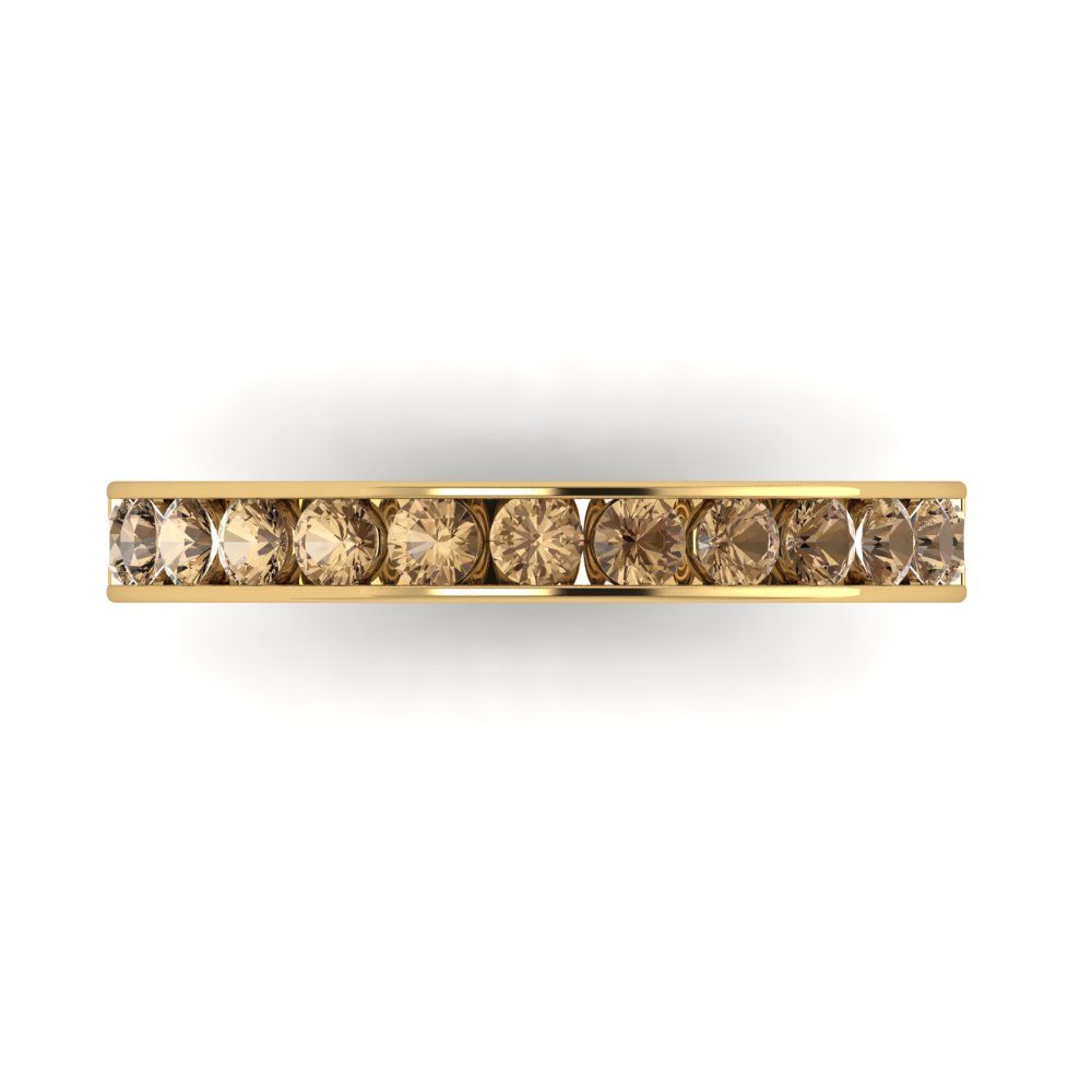 0.39 cttw Simulated Champagne Diamond Round Cut Yellow Gold Eternity Wedding Band