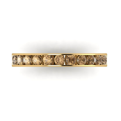 0.39 cttw Simulated Champagne Diamond Round Cut Yellow Gold Eternity Wedding Band
