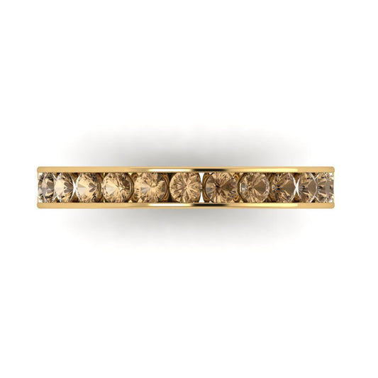 0.39 cttw Simulated Champagne Diamond Round Cut Yellow Gold Eternity Wedding Band