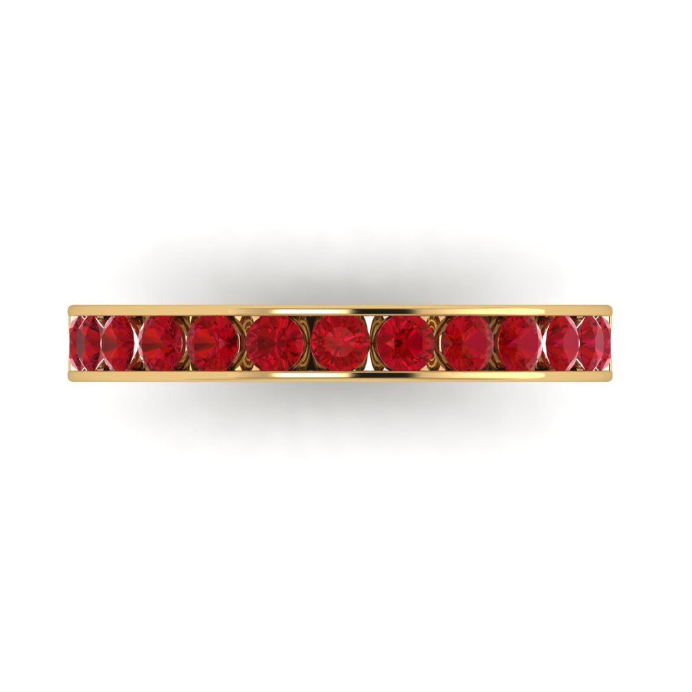 0.39 cttw Simulated Ruby Round Cut Yellow Gold Eternity Wedding Band