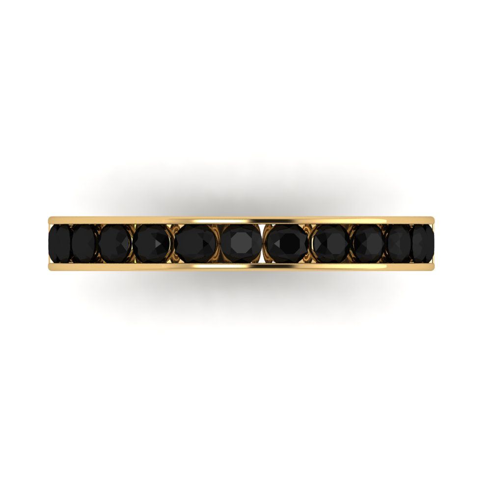 0.39 cttw Natural Onyx Round Cut Yellow Gold Eternity Wedding Band