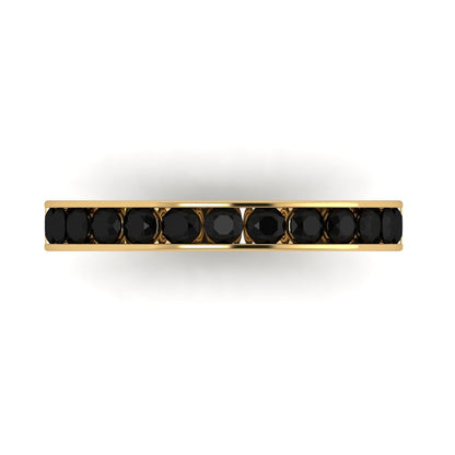 0.39 cttw Natural Onyx Round Cut Yellow Gold Eternity Wedding Band