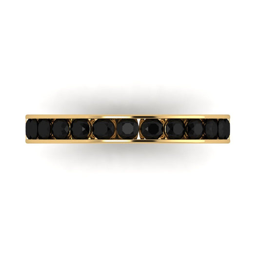 0.39 cttw Natural Onyx Round Cut Yellow Gold Eternity Wedding Band