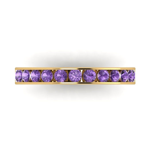 0.39 cttw Simulated Alexandrite Round Cut Yellow Gold Eternity Wedding Band