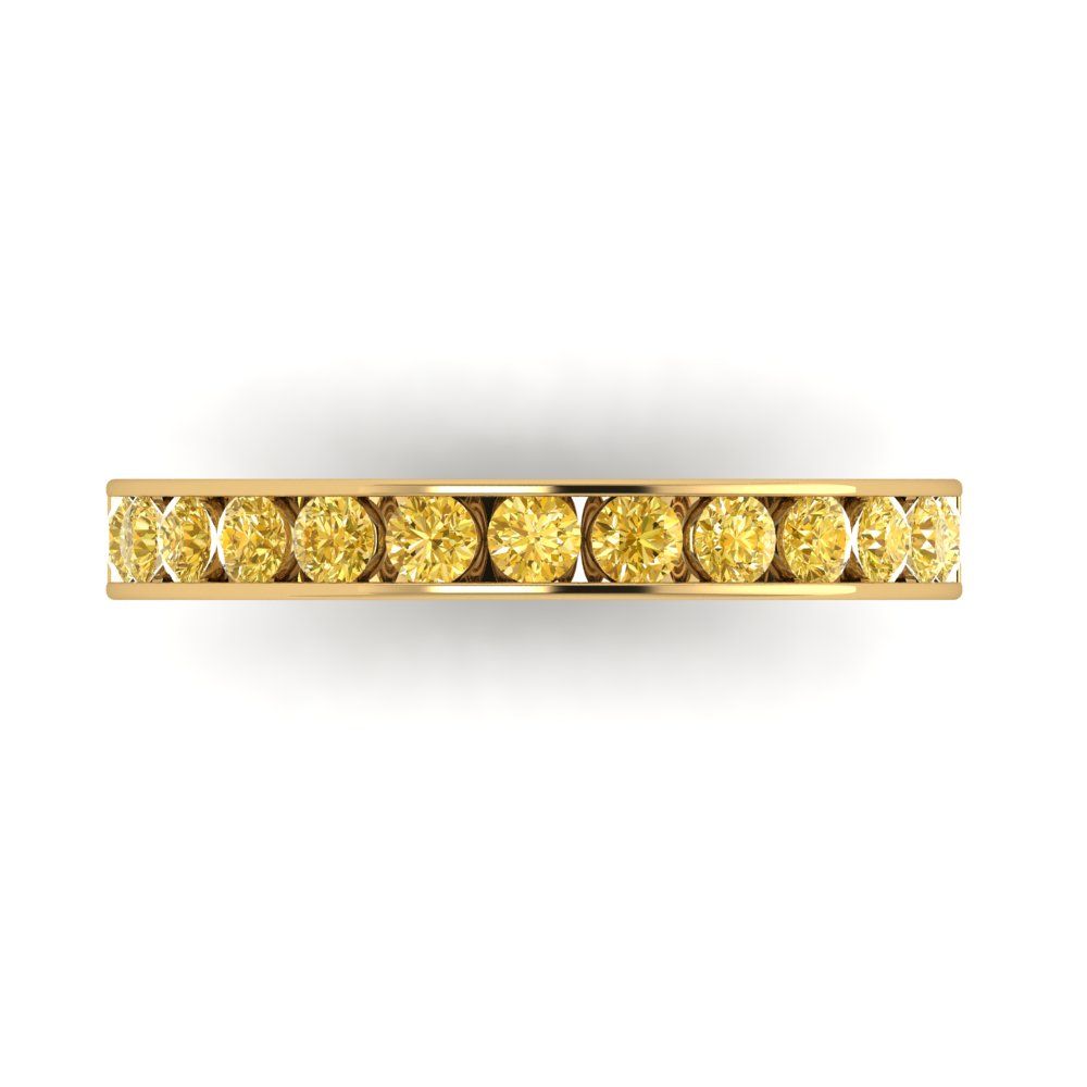 0.39 cttw Natural Citrine Round Cut Yellow Gold Eternity Wedding Band