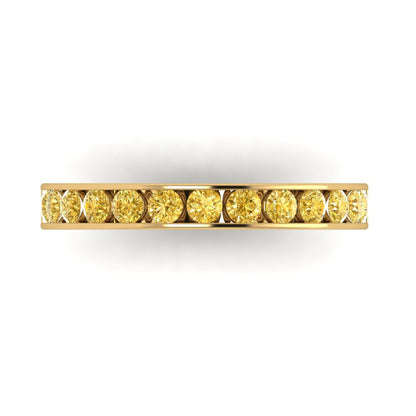 0.39 cttw Natural Citrine Round Cut Yellow Gold Eternity Wedding Band