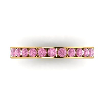 0.39 cttw Simulated Pink Diamond Round Cut Yellow Gold Eternity Wedding Band
