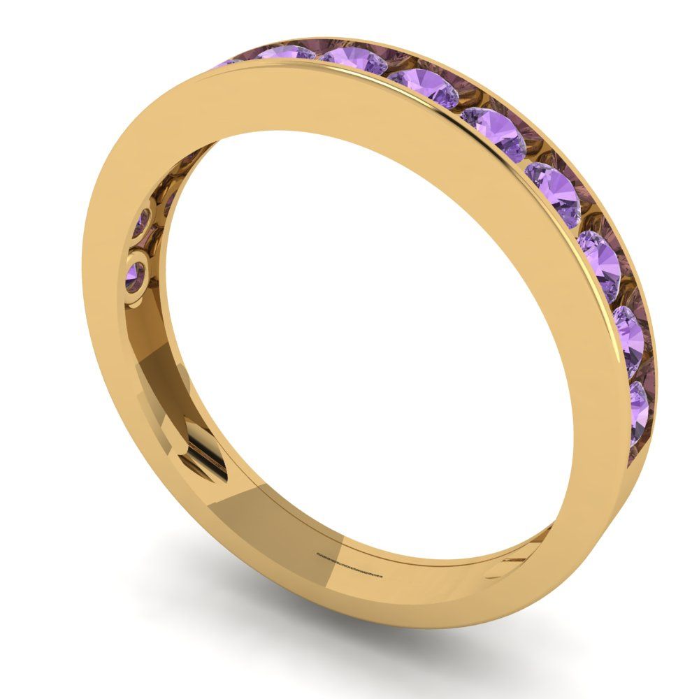 0.39 cttw Simulated Alexandrite Round Cut Yellow Gold Eternity Wedding Band