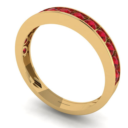 0.39 cttw Simulated Pink Tourmaline Round Cut Yellow Gold Eternity Wedding Band