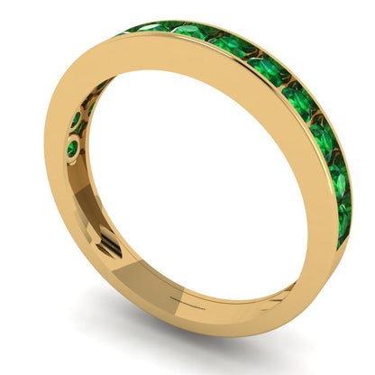0.39 cttw Simulated Emerald Round Cut Yellow Gold Eternity Wedding Band