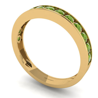 0.39 cttw Natural Peridot Round Cut Yellow Gold Eternity Wedding Band