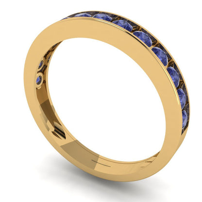 0.39 cttw Simulated Tanzanite Round Cut Yellow Gold Eternity Wedding Band