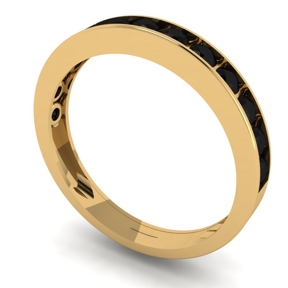 0.39 cttw Natural Onyx Round Cut Yellow Gold Eternity Wedding Band