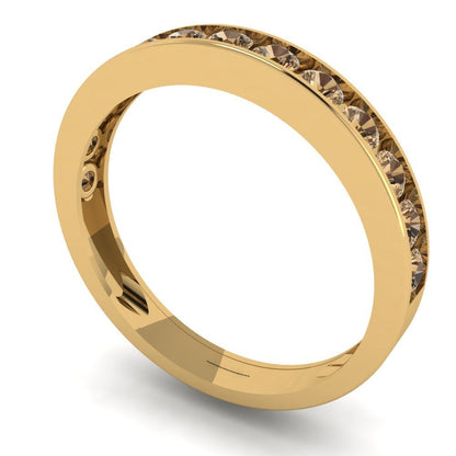0.39 cttw Simulated Champagne Diamond Round Cut Yellow Gold Eternity Wedding Band