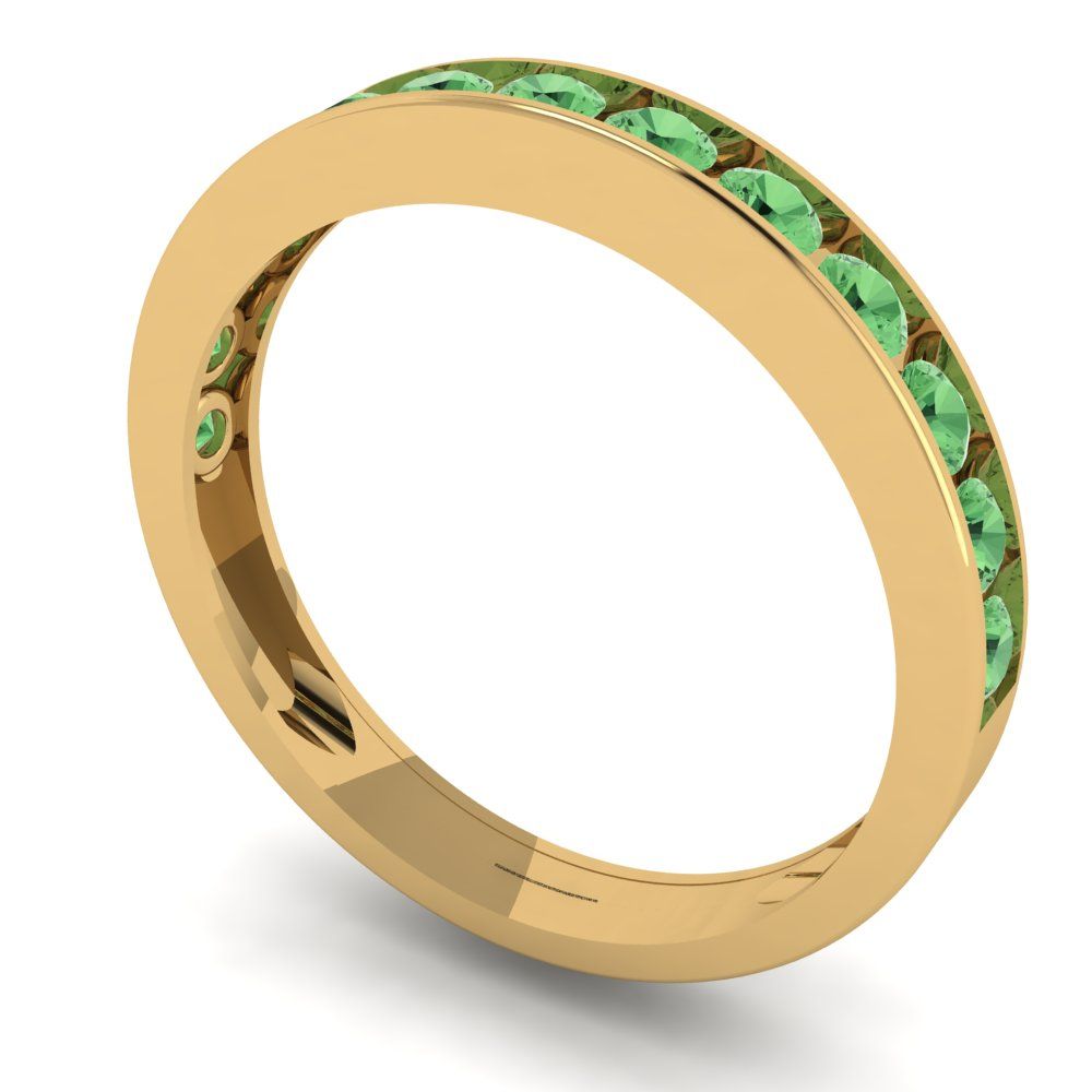 0.39 cttw Simulated Green Diamond Round Cut Yellow Gold Eternity Wedding Band