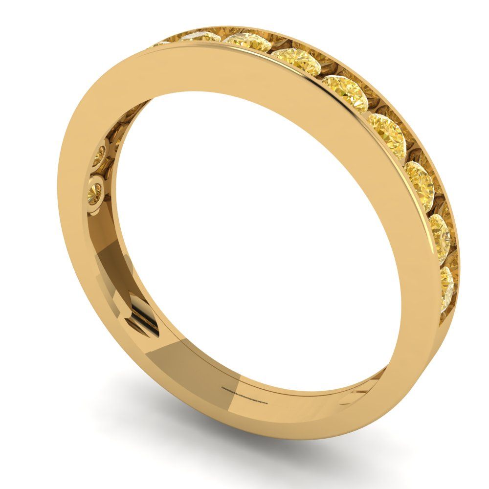0.39 cttw Simulated Yellow Diamond Round Cut Yellow Gold Eternity Wedding Band