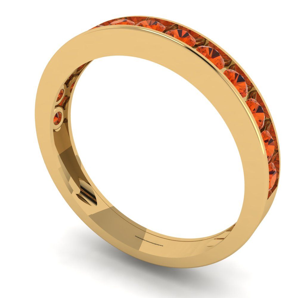 0.39 cttw Simulated Red Diamond Round Cut Yellow Gold Eternity Wedding Band