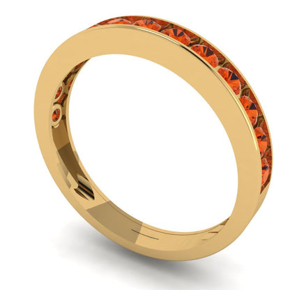 0.39 cttw Simulated Red Diamond Round Cut Yellow Gold Eternity Wedding Band