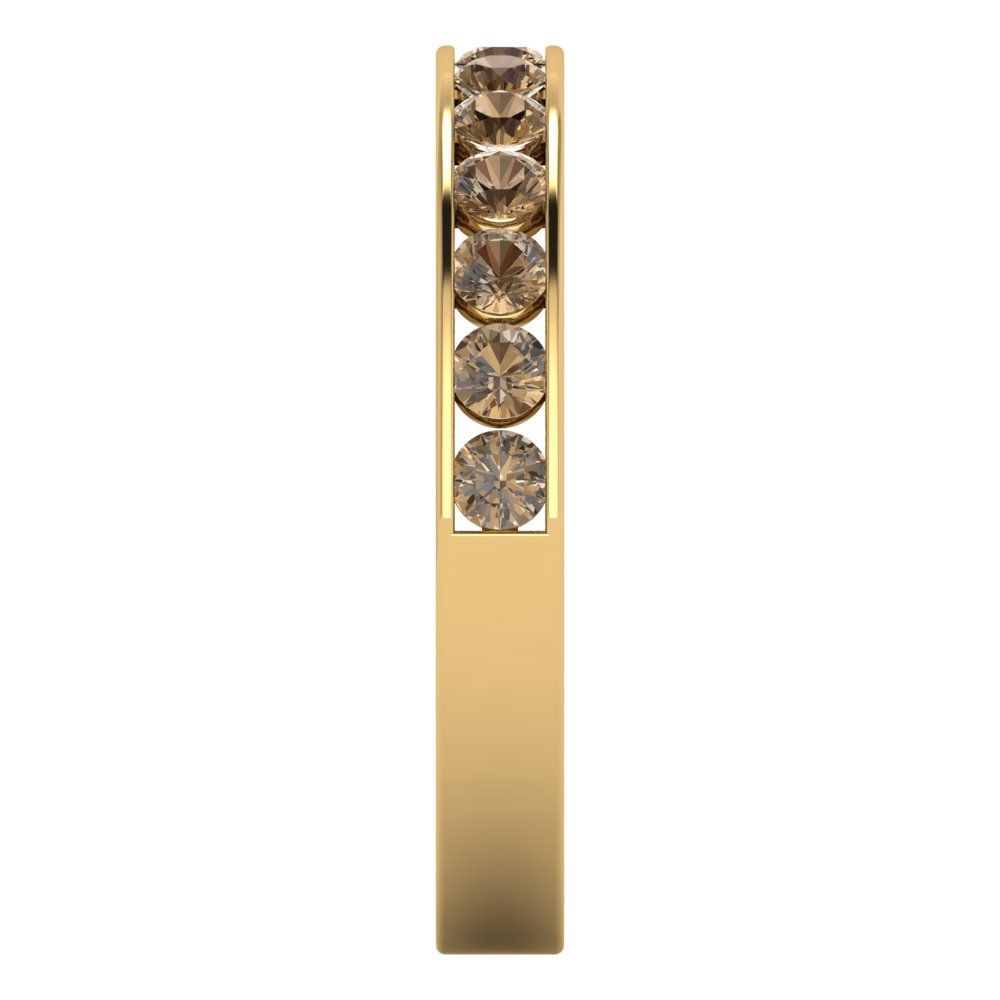 0.39 cttw Simulated Champagne Diamond Round Cut Yellow Gold Eternity Wedding Band