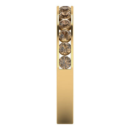 0.39 cttw Simulated Champagne Diamond Round Cut Yellow Gold Eternity Wedding Band