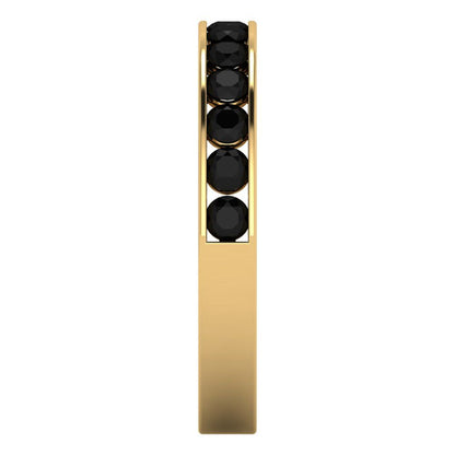 0.39 cttw Natural Onyx Round Cut Yellow Gold Eternity Wedding Band