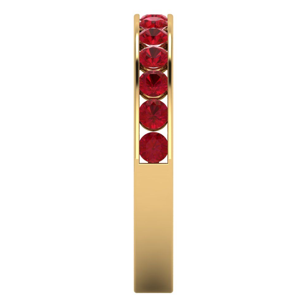 0.39 cttw Simulated Pink Tourmaline Round Cut Yellow Gold Eternity Wedding Band