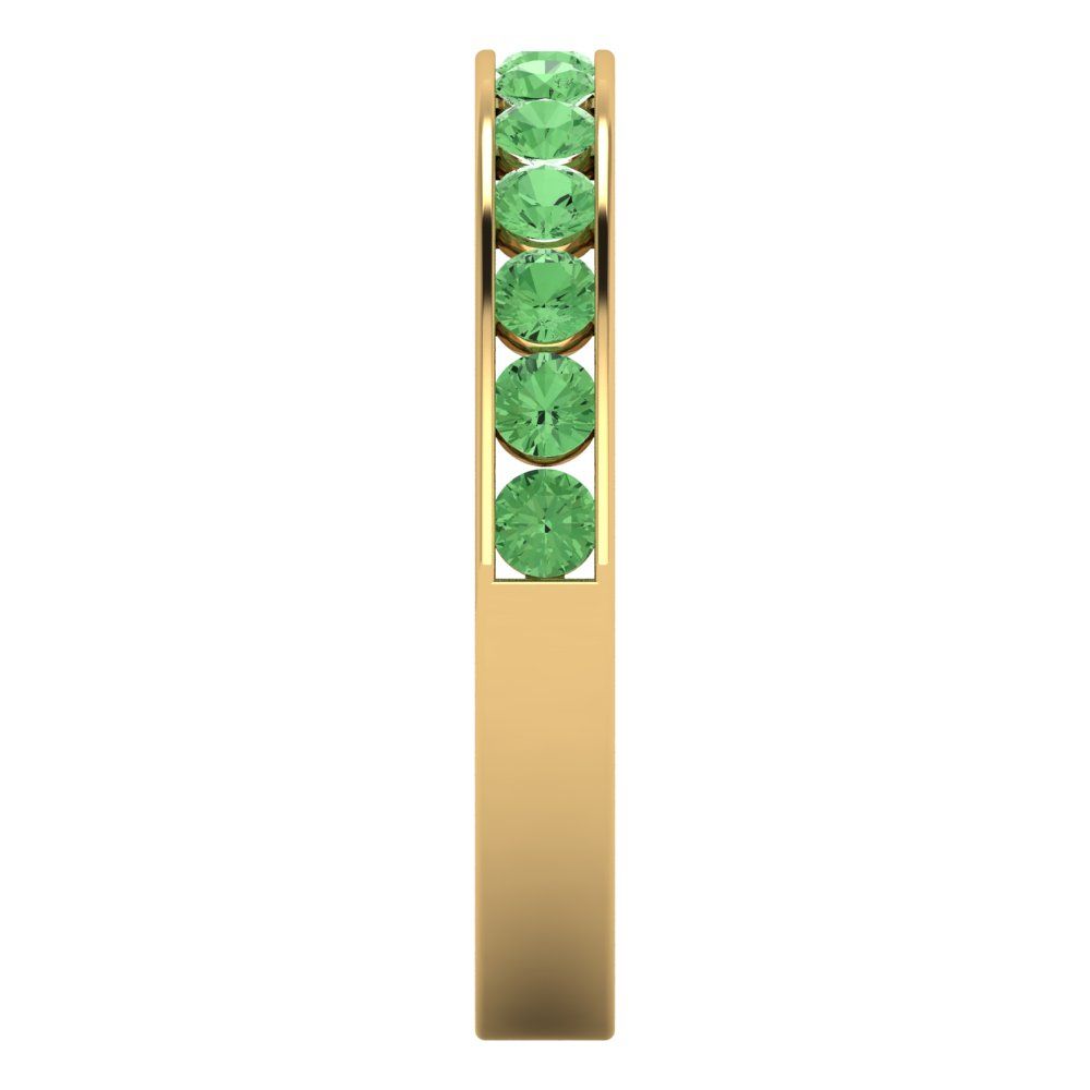 0.39 cttw Simulated Green Diamond Round Cut Yellow Gold Eternity Wedding Band